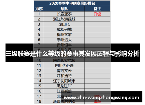 三级联赛是什么等级的赛事其发展历程与影响分析